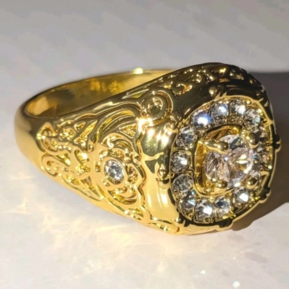 Mens 3ct Oval Cut Moissanite Band Ring 14k Yellow Gold Plated Sz 10